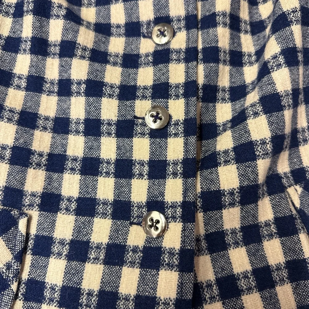 Vintage Navy White Check Wool Blazer – 70s Style - Picture 3 of 7